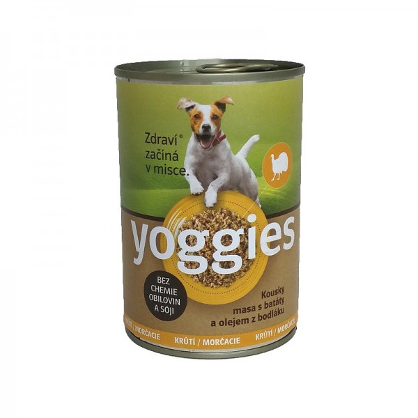 Yoggies krůtí konzerva s batáty a bodlákovým olejem 400 g