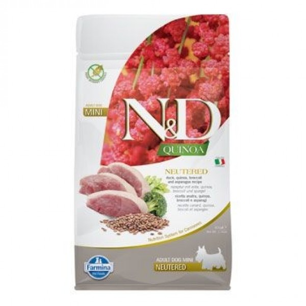 Levně N&D Quinoa Neutered Duck&Broccoli&Asparagus Mini 800 g
