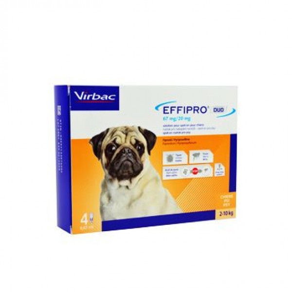 Levně Effipro DUO Dog S (2-10kg) 67/20 mg, 4x0,67ml