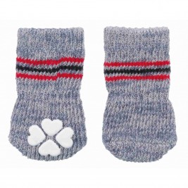 Protiskluzové šedé ponožky, 2 ks pro psy XXS-XS (jorkšír)