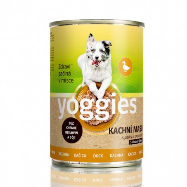 Yoggies konzerva s kachním masem, brusinkami a kloubní výživou 400 g