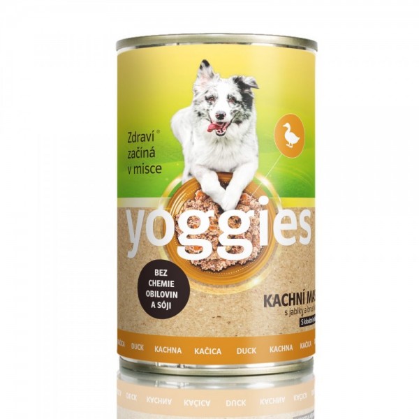 Yoggies konzerva s kachním masem, brusinkami a kloubní výživou 1200 g