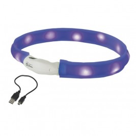 Nobby LED plochý svítící obojek pro psy modrý S 40cm