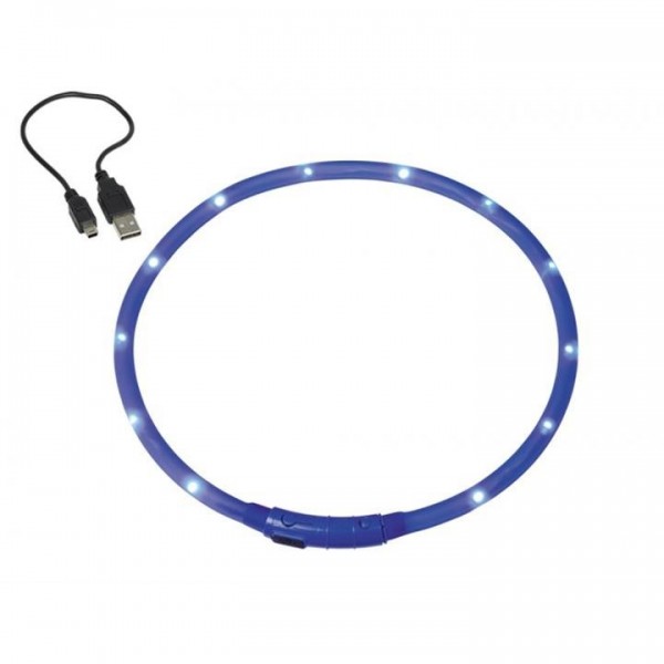 Obojek plast svítící - modrý, dobíjení USB Nobby 70 cm
