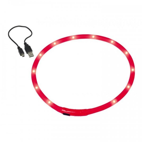 Obojek plast svítící - červený, dobíjení USB Nobby 70 cm