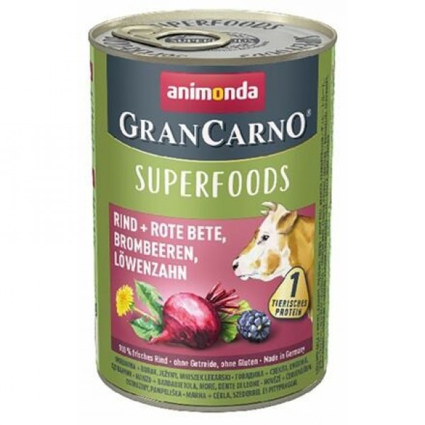Levně GranCarno Superfoods hovězí, řepa, ostružiny, pampeliška 400 g