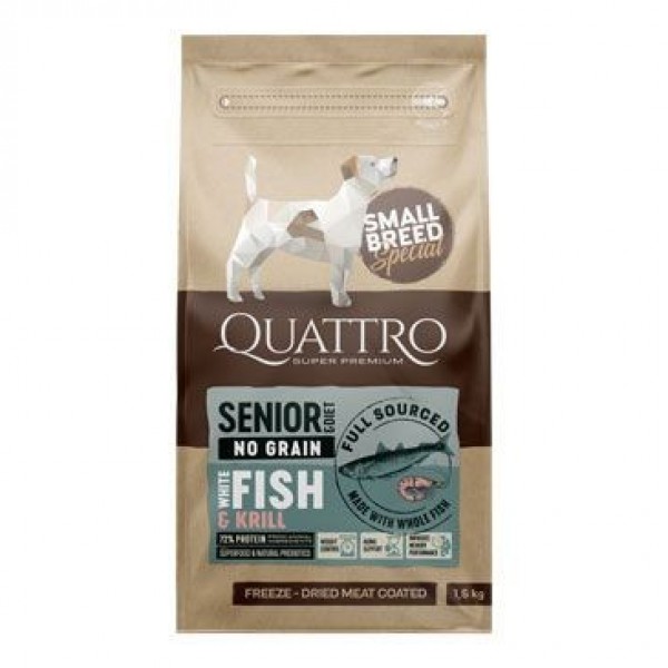 Quattro Dry Small Breed Senior/Dieta Ryby&Krill 1,5 kg