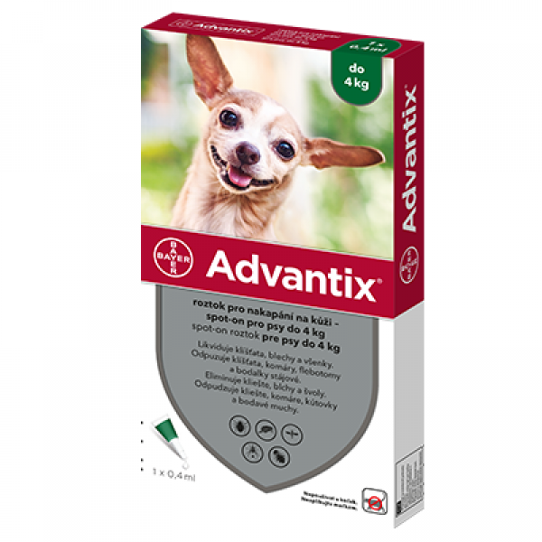Advantix S.O. pes do 4kg a.u.v. zelený sol 1 x 0,4 ml